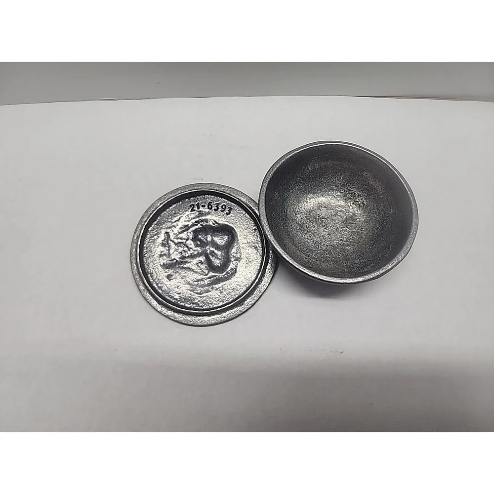 Vintage Pewter Cherry Blossom Jewelery Container Trinket Box‎ 21-6393
